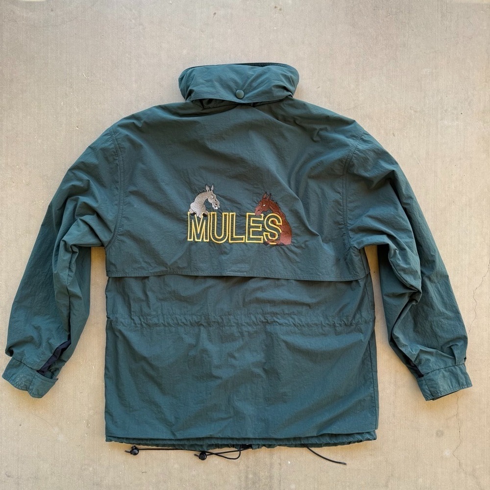 Vintage Tri Mountain Mules Jacket Mens M Green Hooded Outdoor Hiking Parka 90s‎